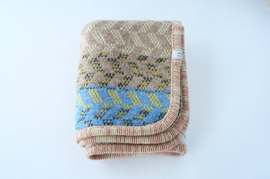 パッチワークブランケット(M)   2025-004(hand knitting machine +  hand sawing)