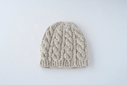 ウールカシミヤケーブルニットキャップ(hand knitting)