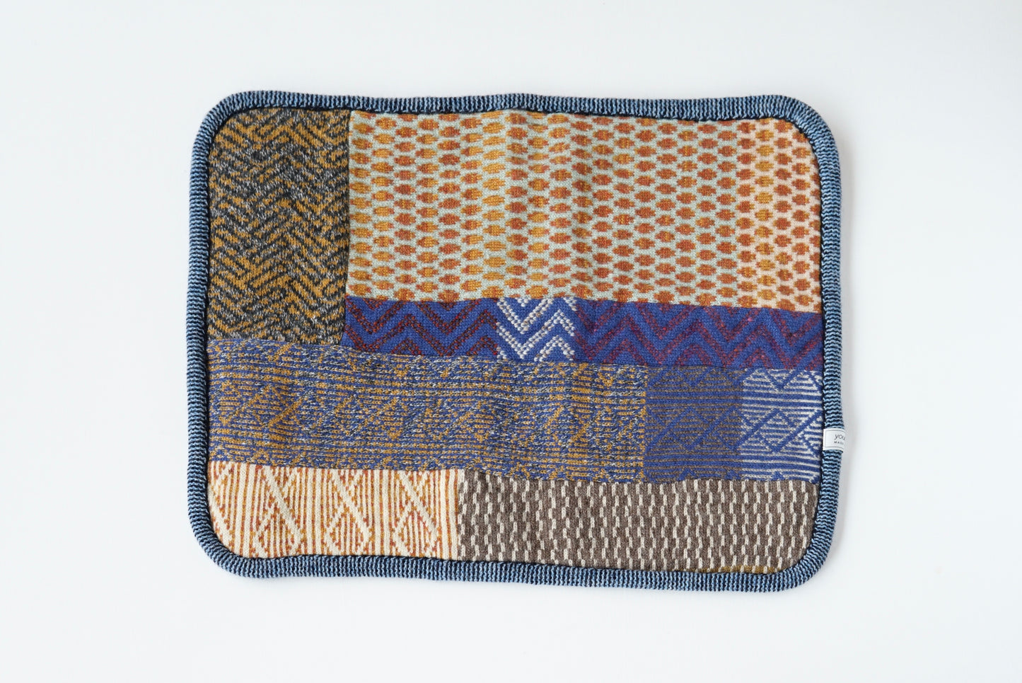 パッチワークブランケット(S)   2026-001 (hand knitting machine +  hand sawing)