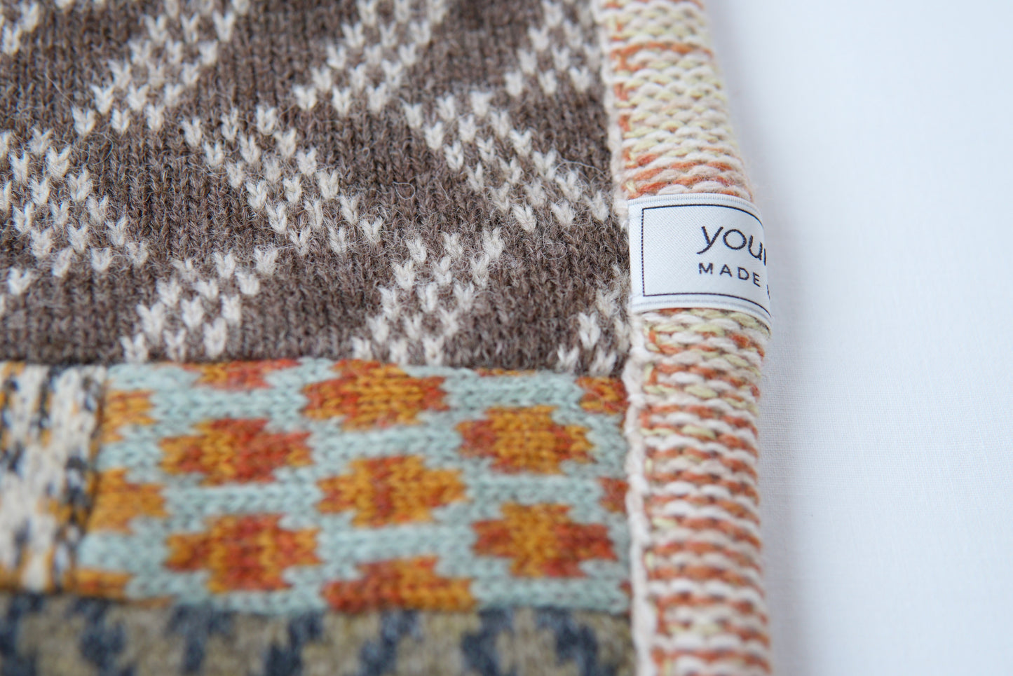 パッチワークブランケット(S)   2026-002(hand knitting machine +  hand sawing)