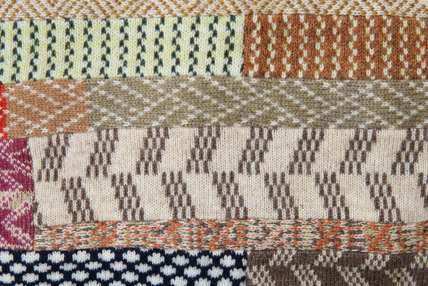パッチワークブランケット(M)  2026-001(hand knitting machine +  hand sawing)