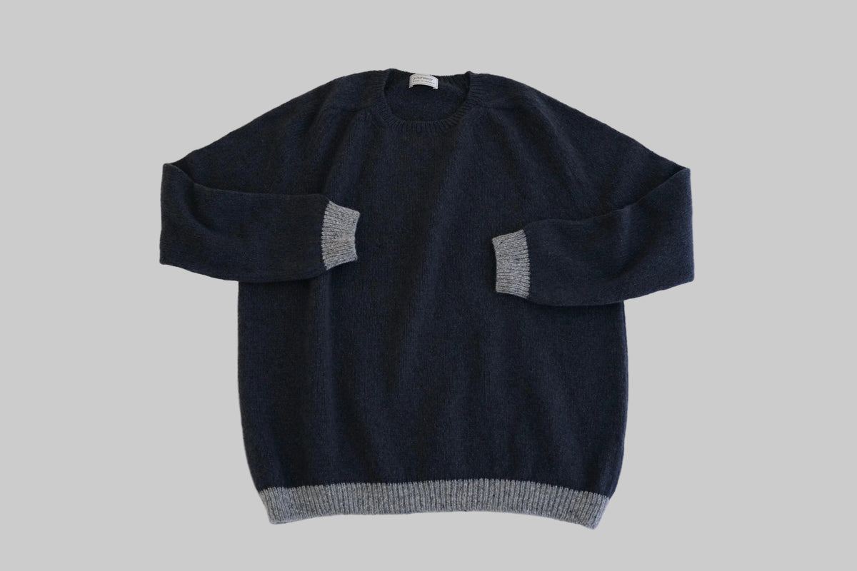 カシミヤネップクルーネックプルオーバー(hand knitting machine +  hand knit)
