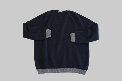 カシミヤネップクルーネックプルオーバー(hand knitting machine +  hand knit)