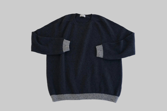 カシミヤネップクルーネックプルオーバー(hand knitting machine +  hand knit)