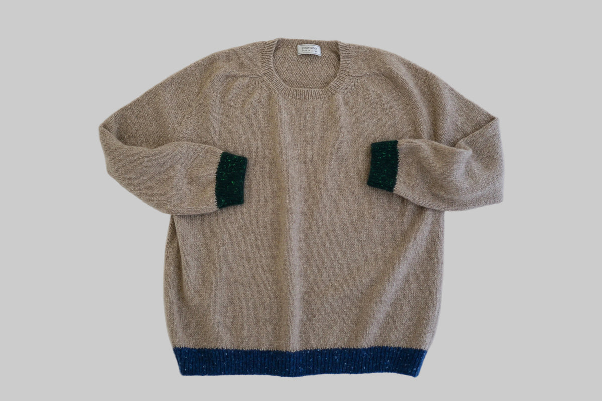 カシミヤネップクルーネックプルオーバー(hand knitting machine +  hand knit)