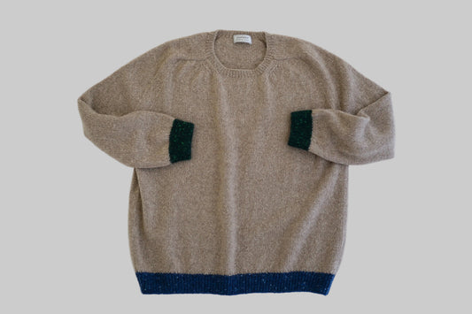 カシミヤネップクルーネックプルオーバー(hand knitting machine +  hand knit)