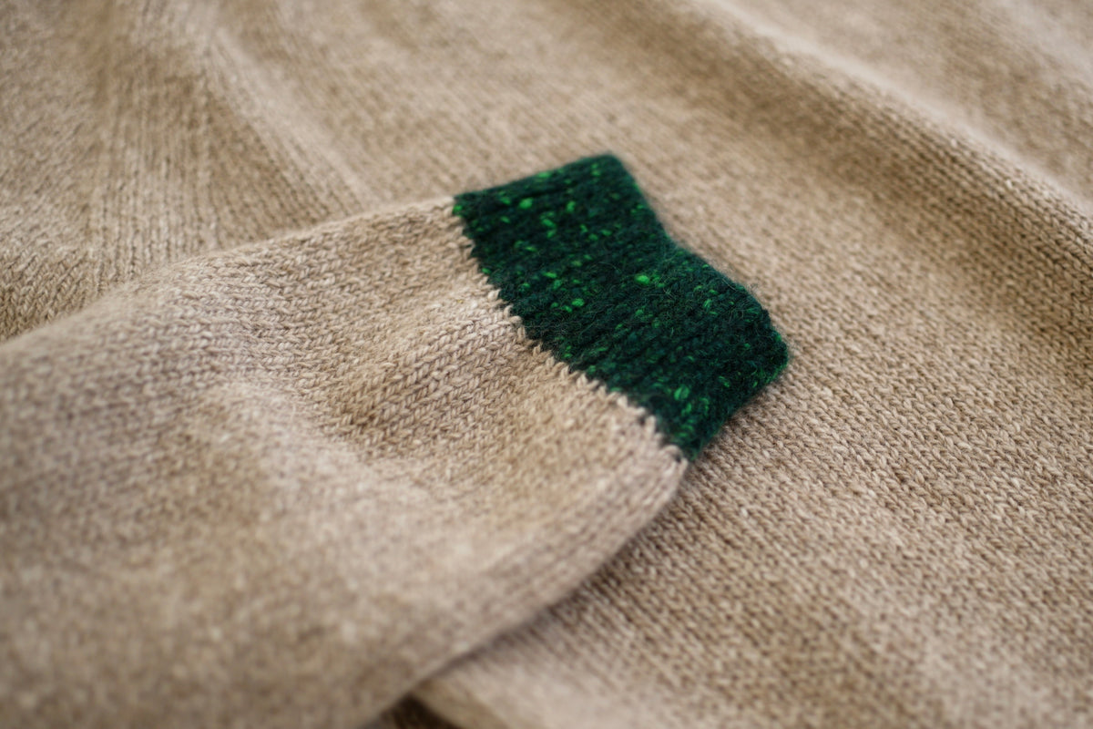 カシミヤネップクルーネックプルオーバー(hand knitting machine +  hand knit)