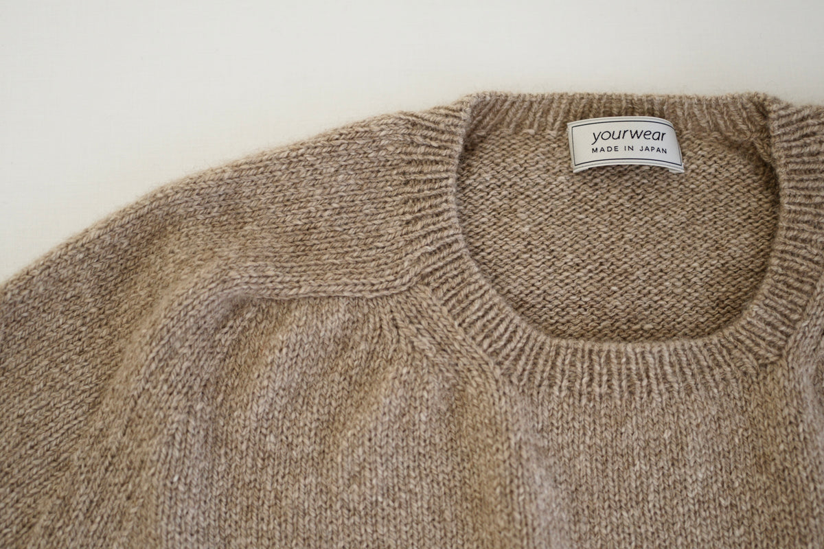 カシミヤネップクルーネックプルオーバー(hand knitting machine +  hand knit)